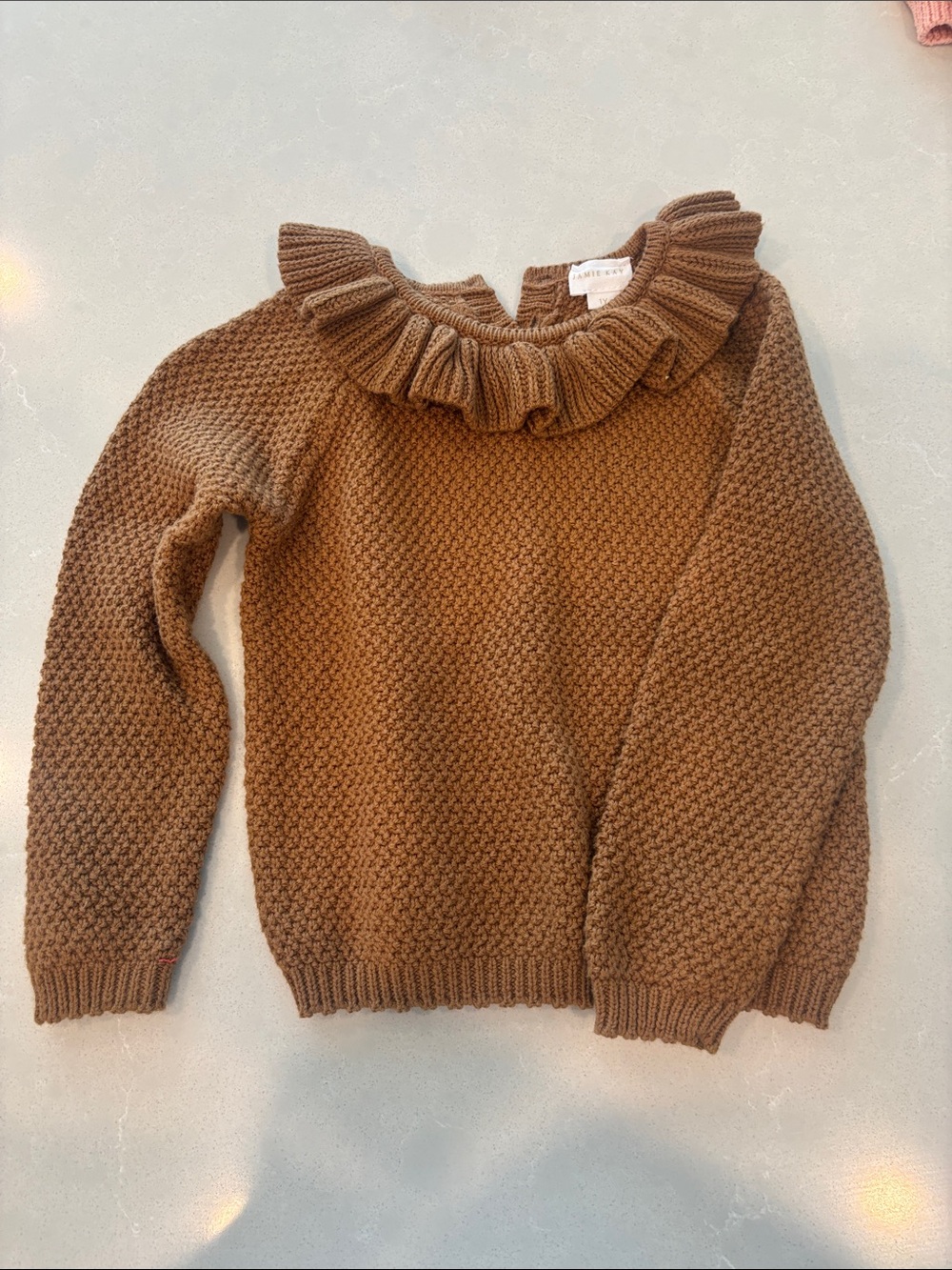 Jamie Kay Brown Ruffle Collar Knit Sweater